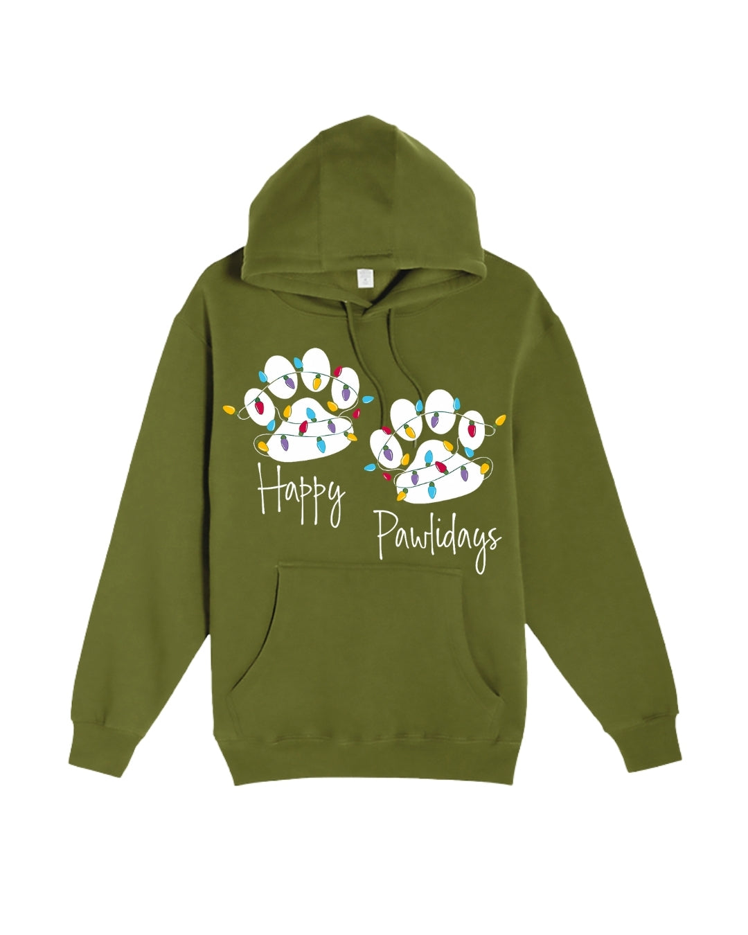 “Happy Pawlidays Festive Paw Print Lights Design”