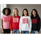 Love Love Love Sweatshirt & Tee – Valentine’s Day Bow Heart Design