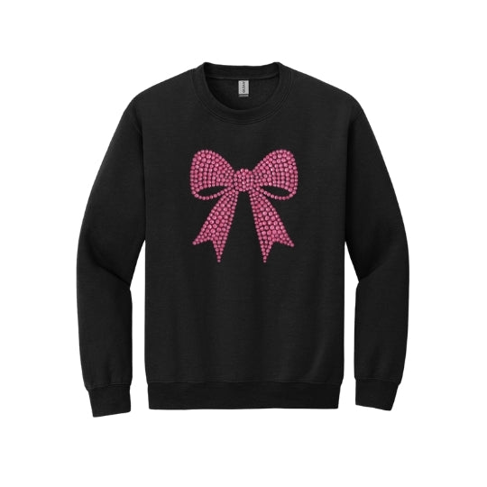 Pink Rhinestone Bow Crewneck