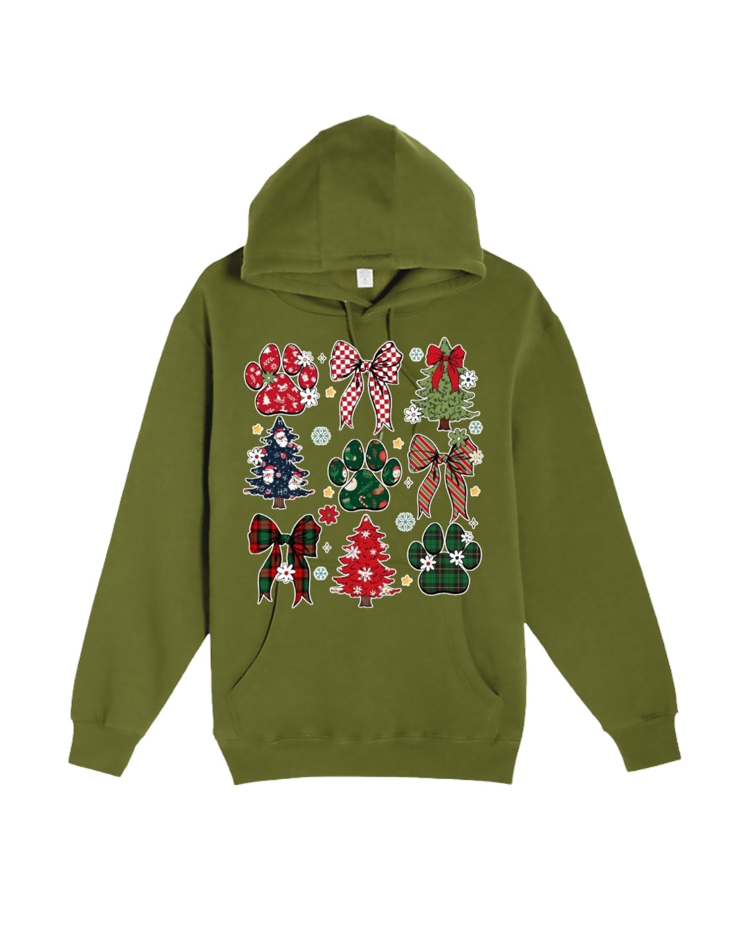 Festive Paw Prints and Christmas Trees