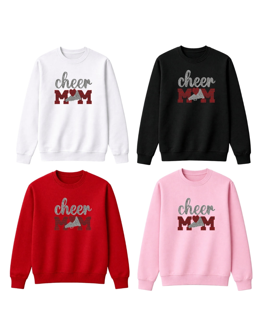 "Cheer Mom"-02 Rhinestone Shirt – Sparkly Mom Tee, Game Day Shirt, Mom Gift, Bling Sports Mom Apparel
