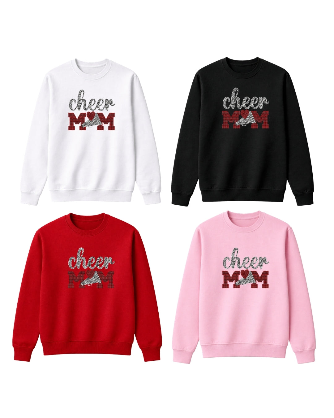 "Cheer Mom"-02 Rhinestone Shirt – Sparkly Mom Tee, Game Day Shirt, Mom Gift, Bling Sports Mom Apparel