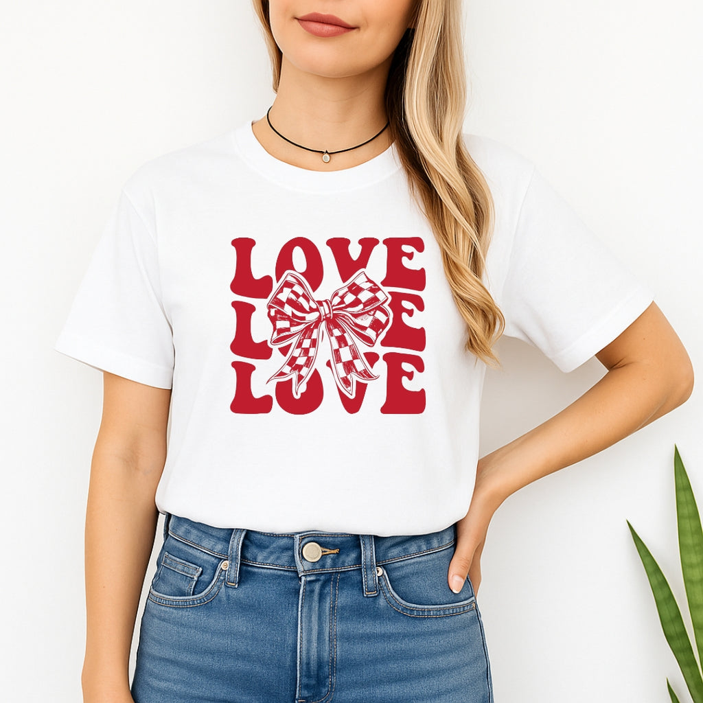 Love Love Love Sweatshirt & Tee – Valentine’s Day Bow Heart Design