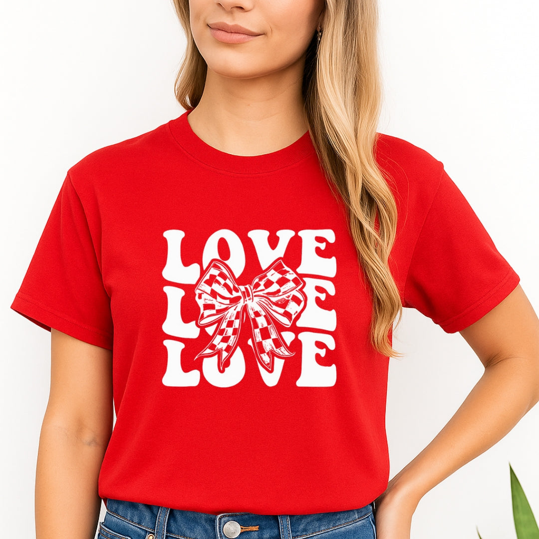 Love Love Love Sweatshirt & Tee – Valentine’s Day Bow Heart Design