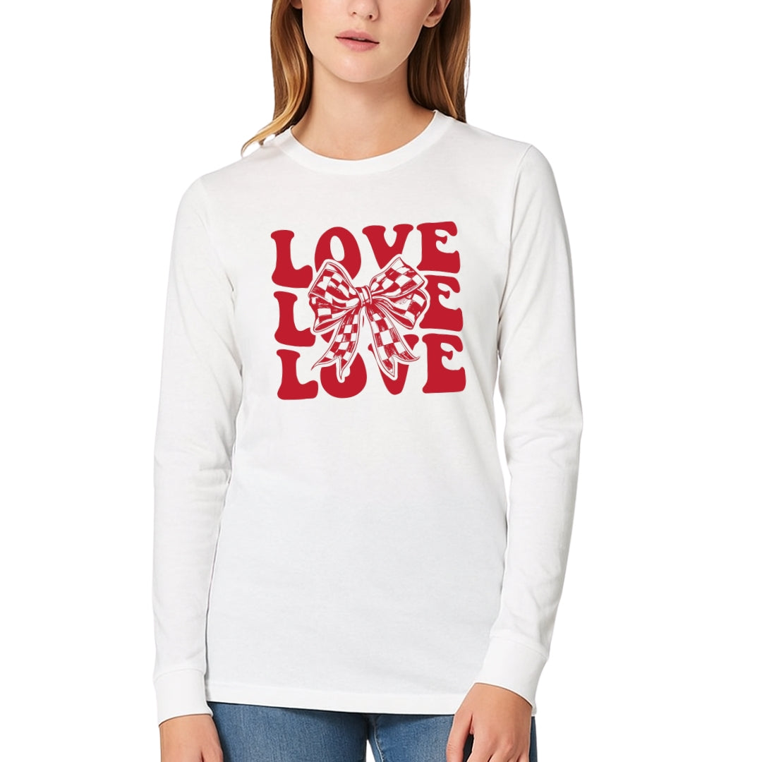 Love Love Love Sweatshirt & Tee – Valentine’s Day Bow Heart Design