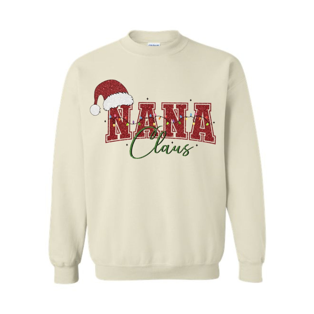 Holiday Crewneck Sweatshirt-Nana Claus Christmas Apparel – Festive Holiday Outfit for Proud Nanas