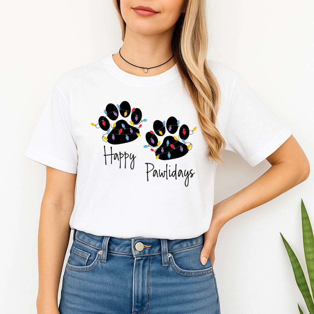 Christmas Tee for Pet Parents : Happy Pawlidays Sweatshirt – Festive Dog Lover Gift