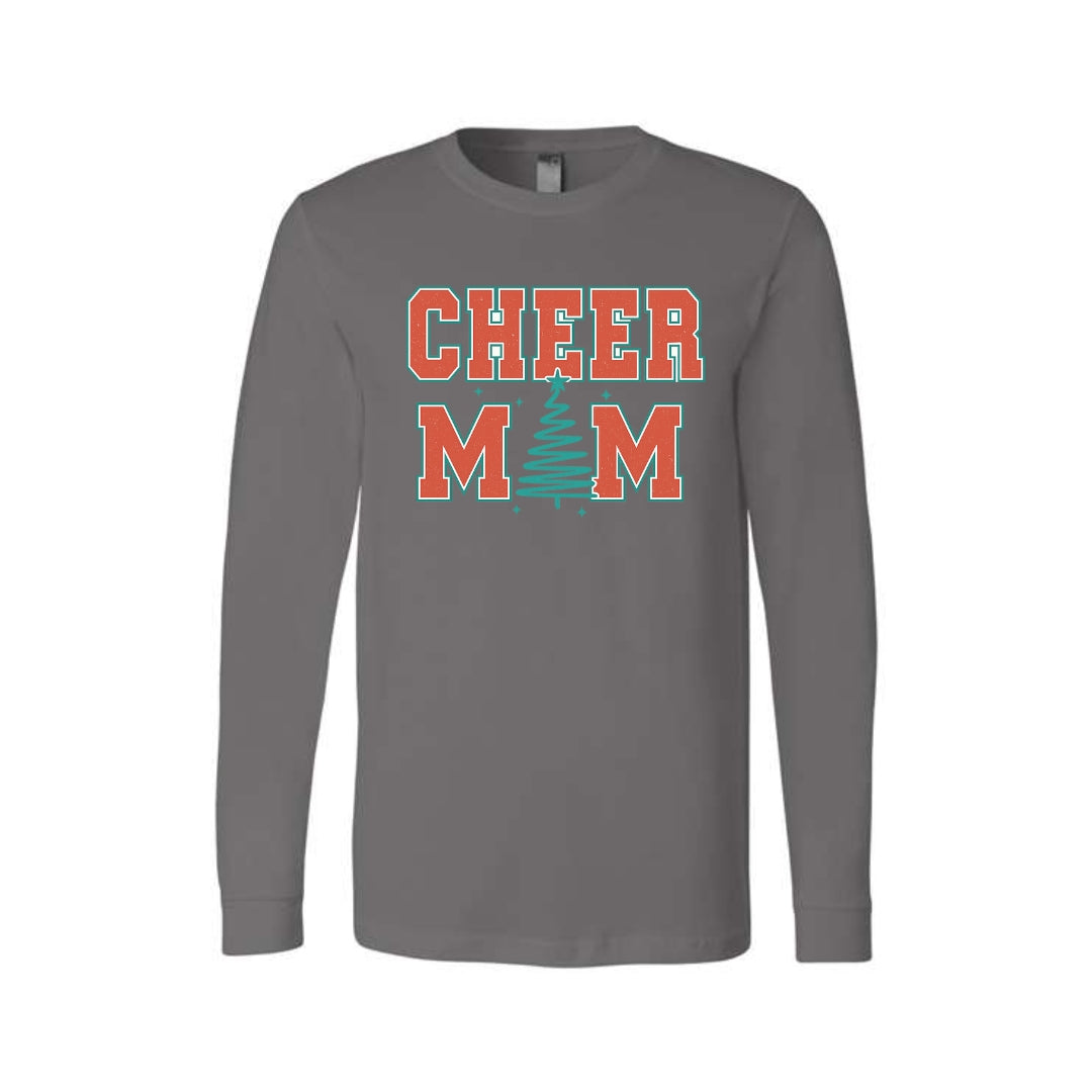 Holiday Long Sleeves- Festive “Cheer Mom” Christmas Apparel – Perfect Holiday Spirit Wear for Cheer Moms