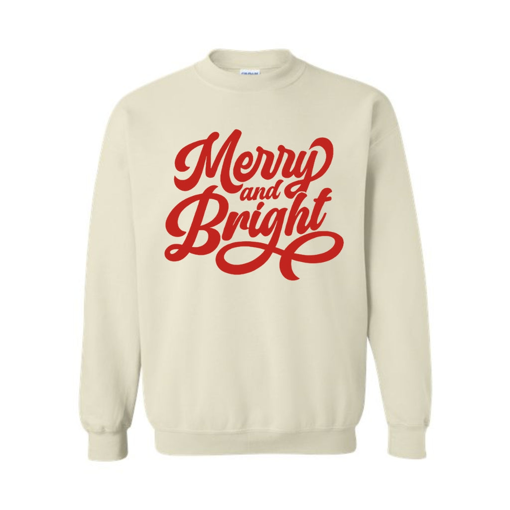 Holiday Crewneck Sweatshirt- Merry and Bright Holiday Graphic