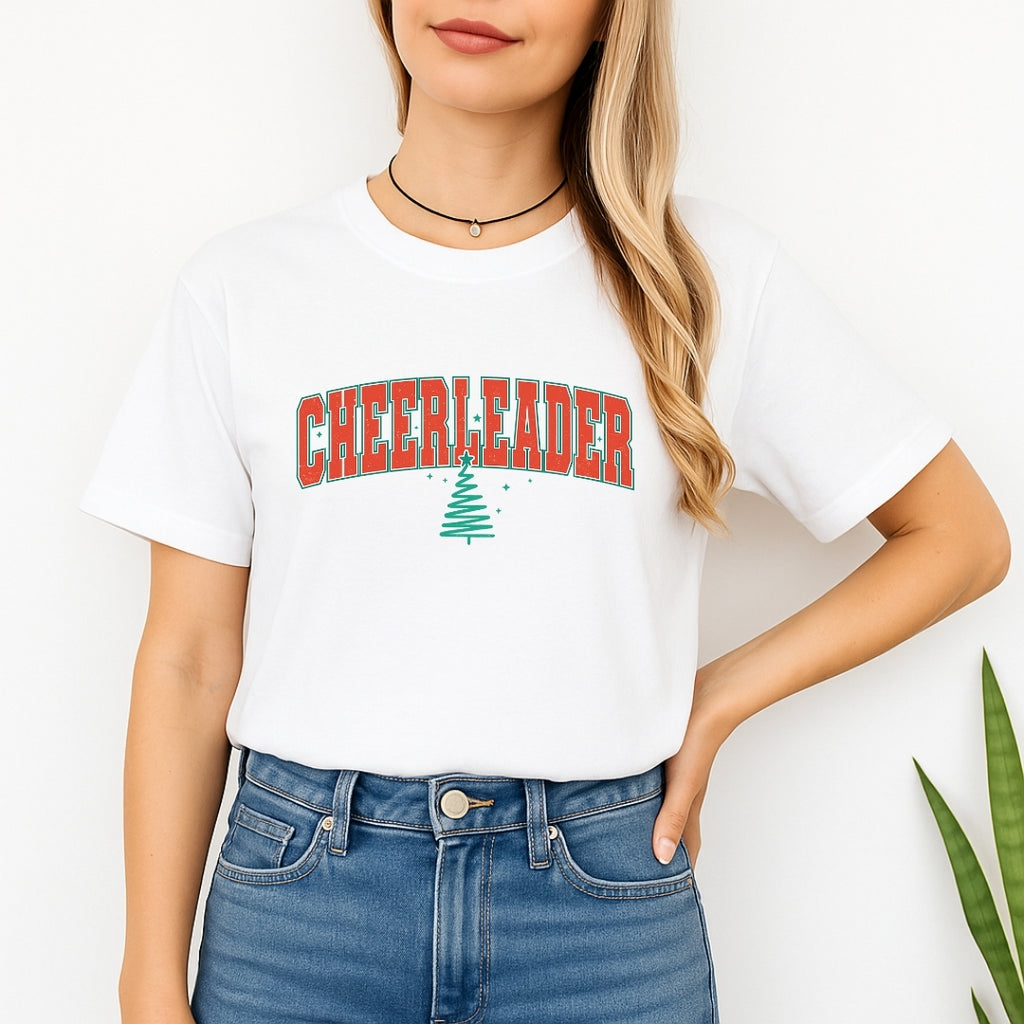 Holiday Shirt - Festive “Cheerleader” Christmas Apparel – Perfect Holiday Spirit Wear for Cheer Teams