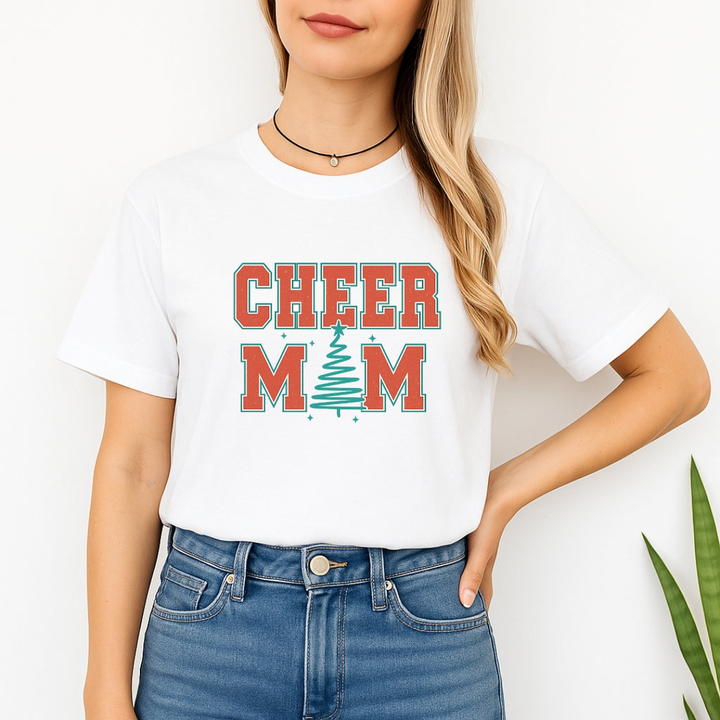 Holiday Shirt - Festive “Cheer Mom” Christmas Apparel – Perfect Holiday Spirit Wear for Cheer Moms