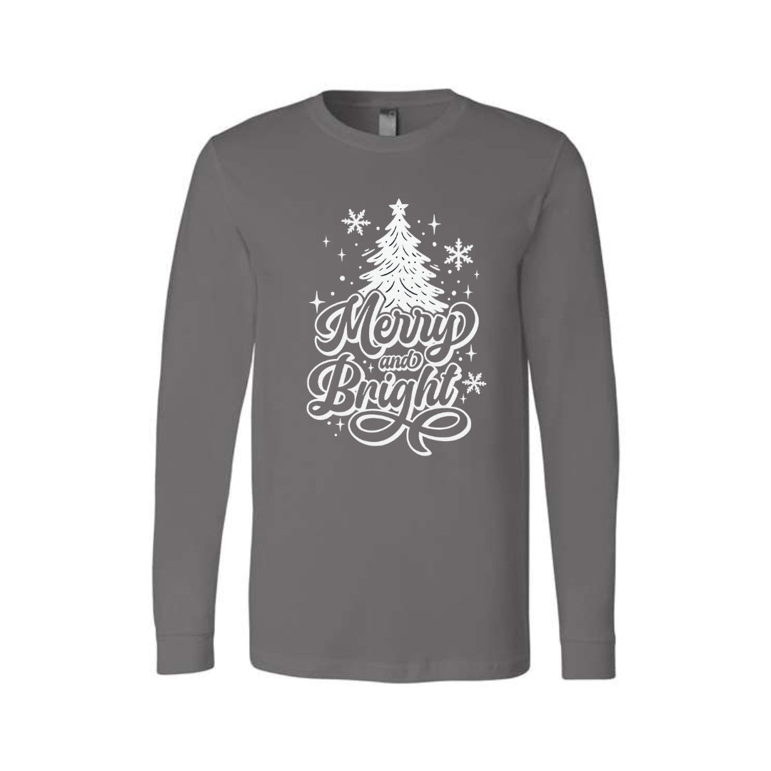Holiday Long Sleeves- - Merry and Bright” Christmas Tree Design