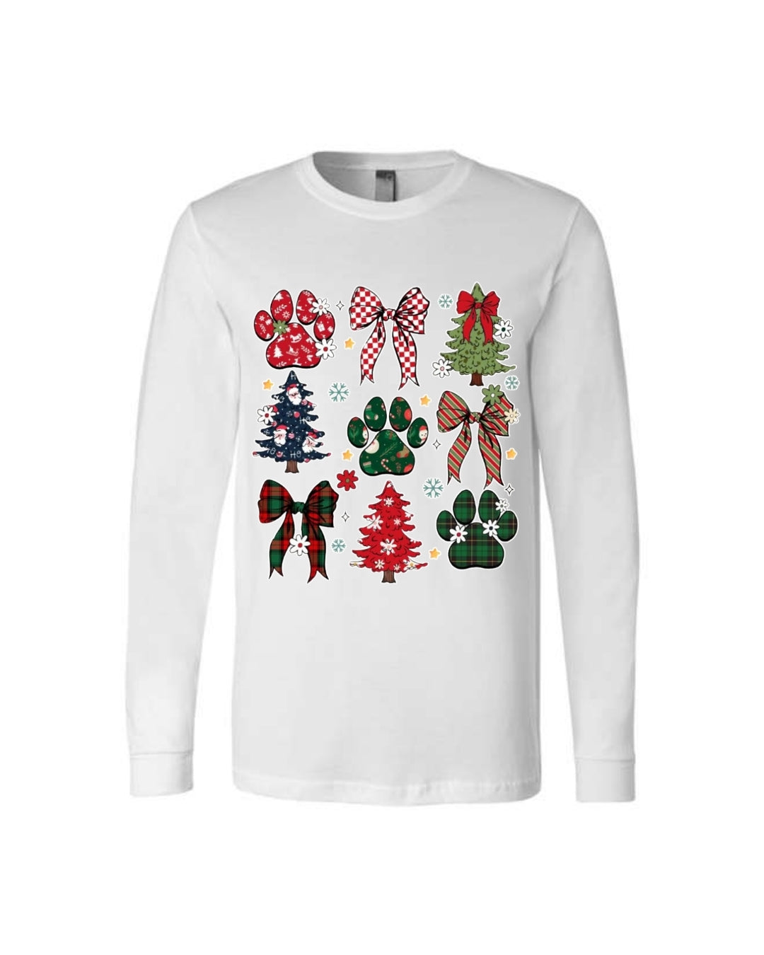 Festive Paw Prints and Christmas Trees