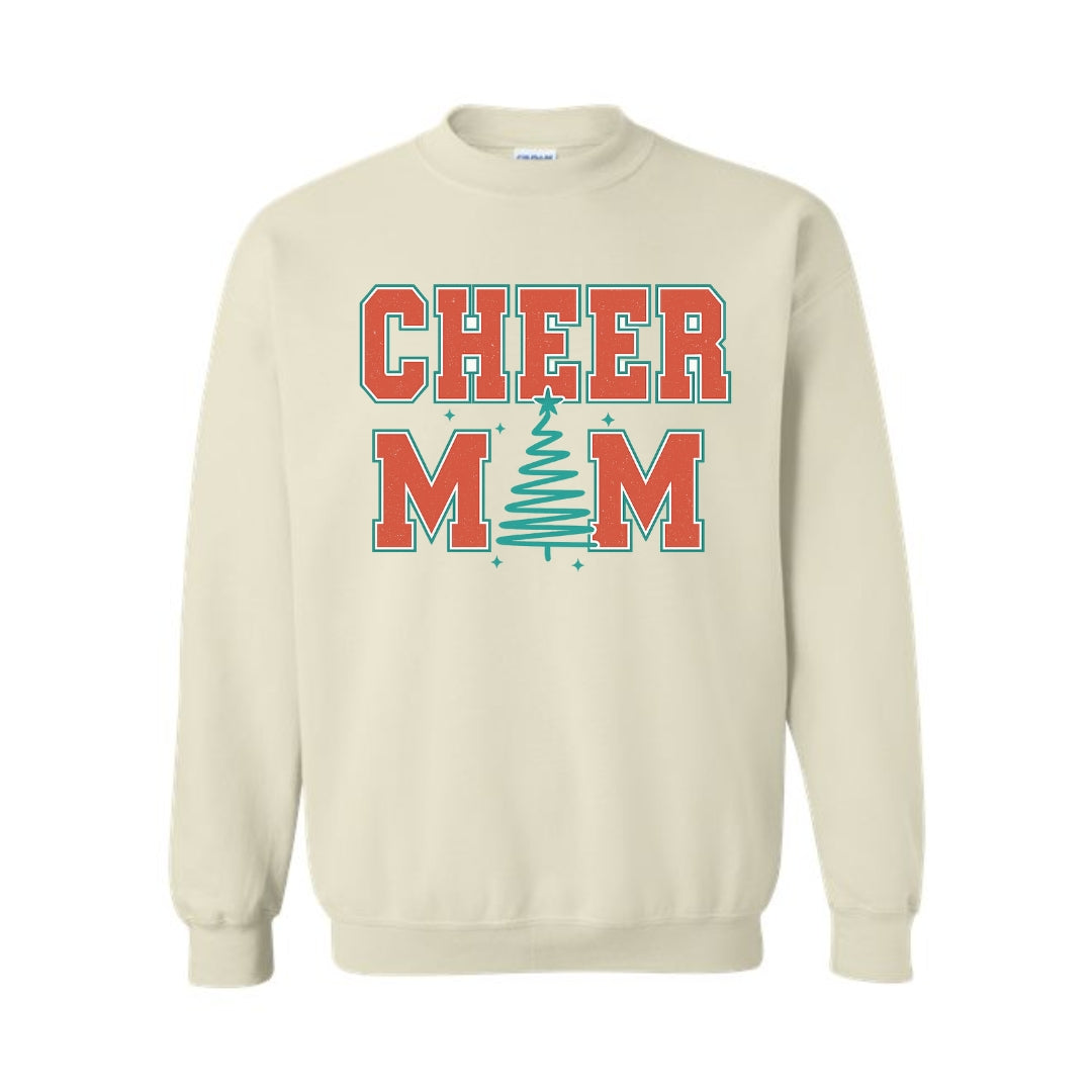 Holiday Crewneck Sweatshirt-Festive “Cheer Mom” Christmas Apparel – Perfect Holiday Spirit Wear for Cheer Moms