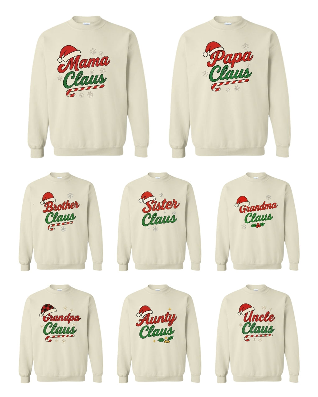 Holiday Crewneck Sweatshirt- Family Claus Christmas Apparel Collection – Matching Holiday Outfits for the Whole Family