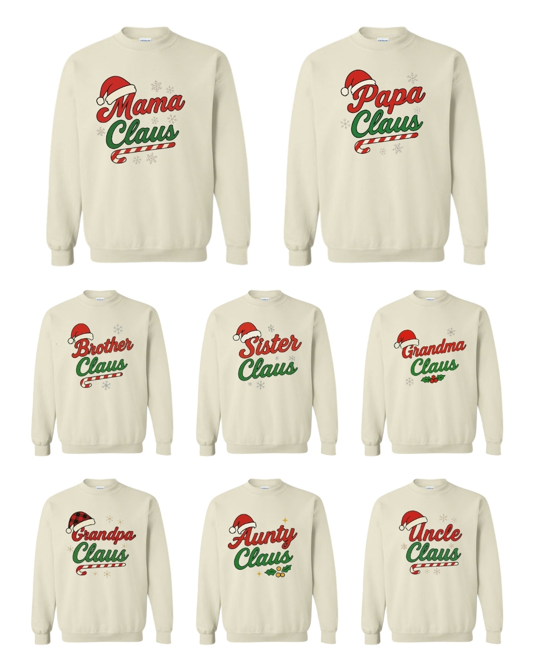 Holiday Crewneck Sweatshirt- Family Claus Christmas Apparel Collection – Matching Holiday Outfits for the Whole Family