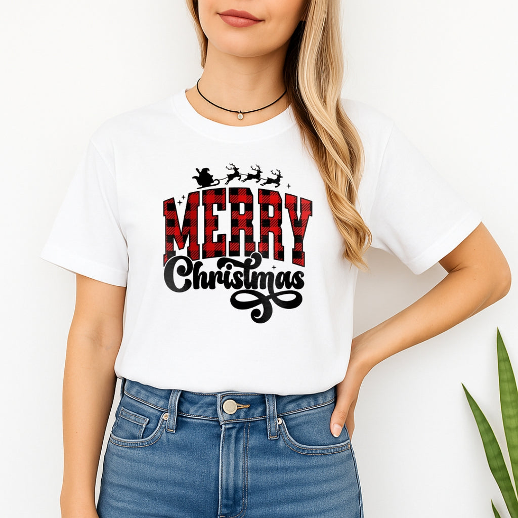 Holiday Shirt - Merry Christmas Buffalo Plaid Graphic