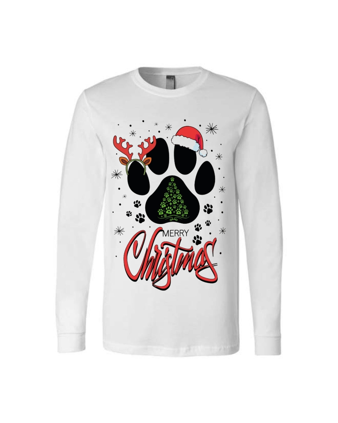 Merry Christmas Paw Print Holiday Apparel – Festive Pet Lover Christmas Design