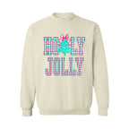 Holiday Crewneck Sweatshirt-Holly Jolly Gingham Christmas