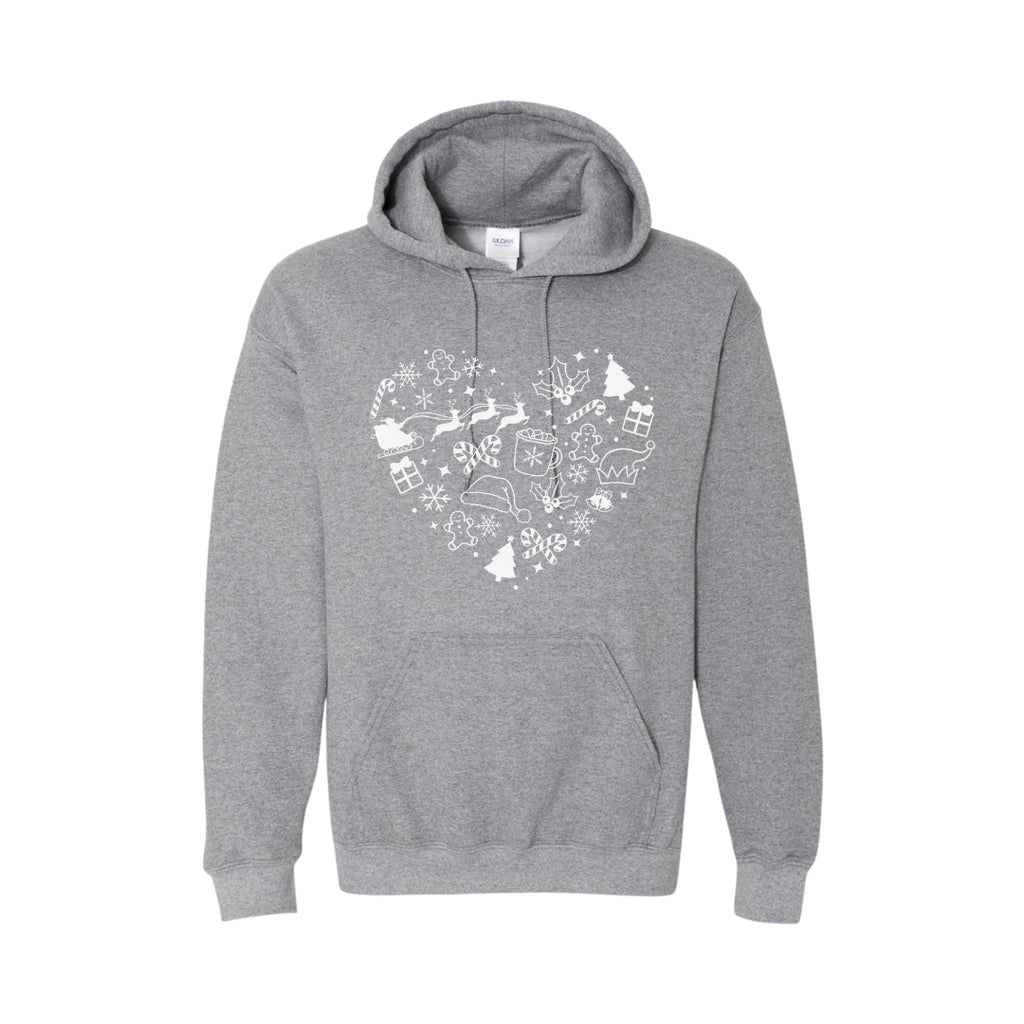 HOLIDAY HOODIE-Festive Heart Christmas Icons