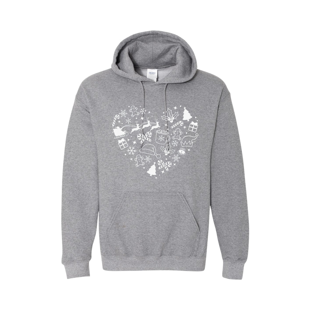 HOLIDAY HOODIE-Festive Heart Christmas Icons