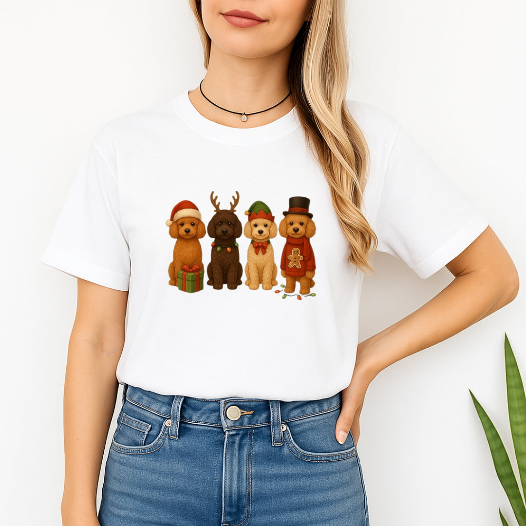 Merry & Furry Tees: Christmas Doodle Dog Squad Design – Festive Holiday Dog Lover Gift
