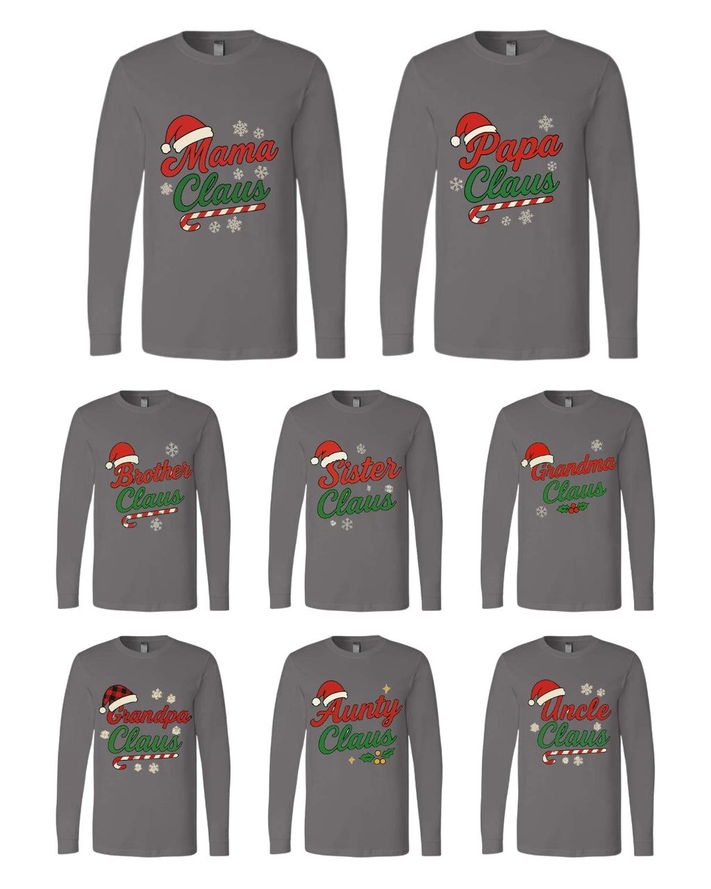 Holiday Long Sleeves- Family Claus Christmas Apparel Collection – Matching Holiday Outfits for the Whole Family