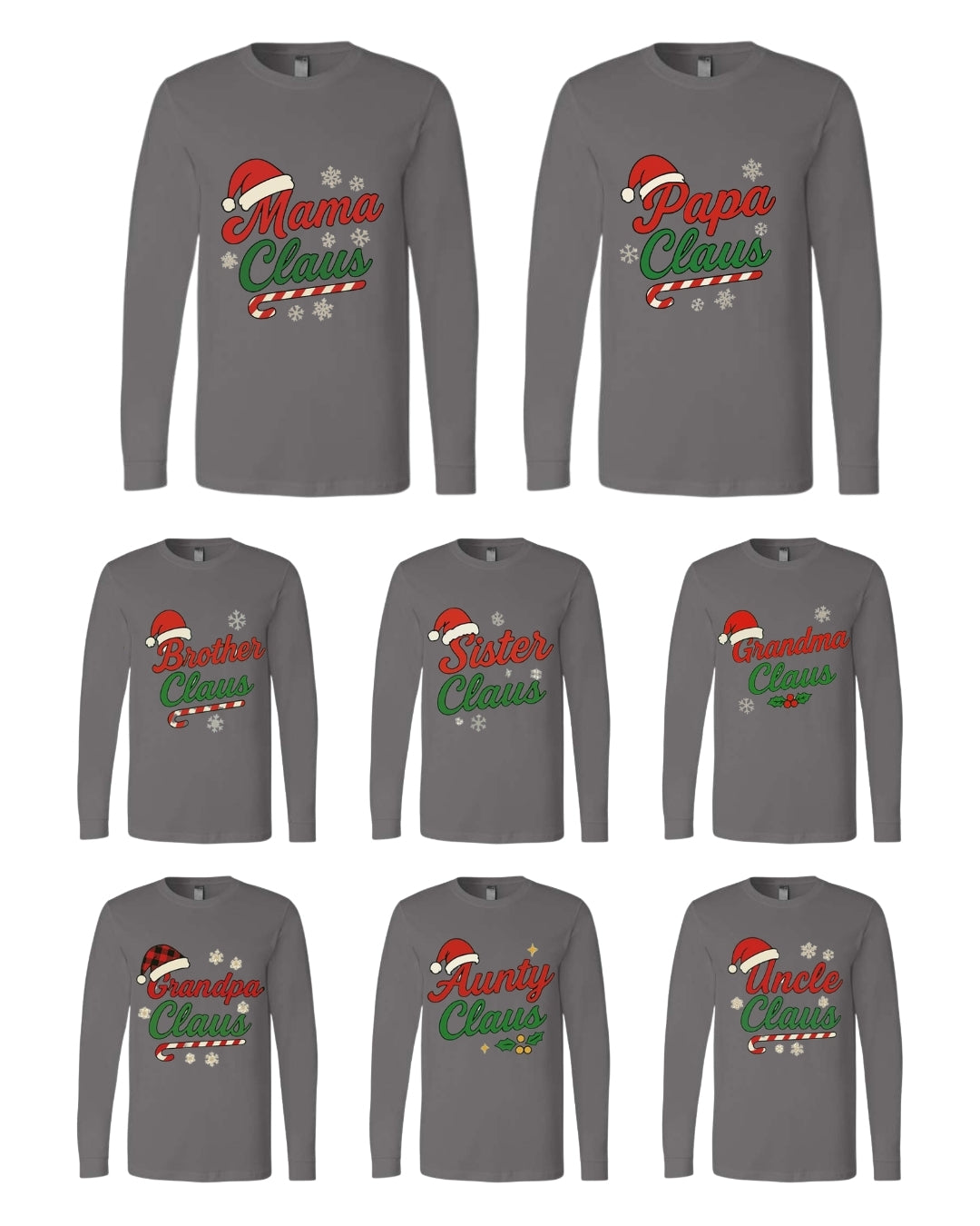 Holiday Long Sleeves- Family Claus Christmas Apparel Collection – Matching Holiday Outfits for the Whole Family