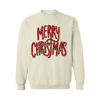 Holiday Crewneck Sweatshirt-“Merry Christmas” Glitter Script Design