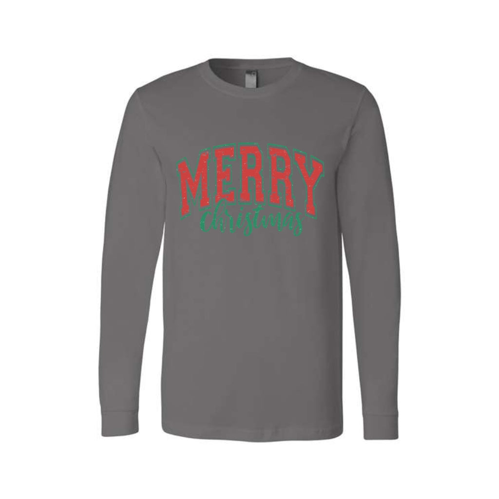 Minimalist Holiday Long Sleeves-Vintage “Merry Christmas” Holiday Apparel – Festive Retro-Inspired Christmas Design