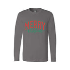 Minimalist Holiday Long Sleeves-Vintage “Merry Christmas” Holiday Apparel – Festive Retro-Inspired Christmas Design