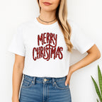 Minimalist Holiday Shirt - “Merry Christmas” Glitter Script Design