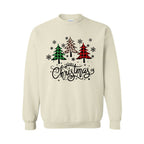 Holiday Crewneck Sweatshirt-Merry Christmas 3 Graphic Trees