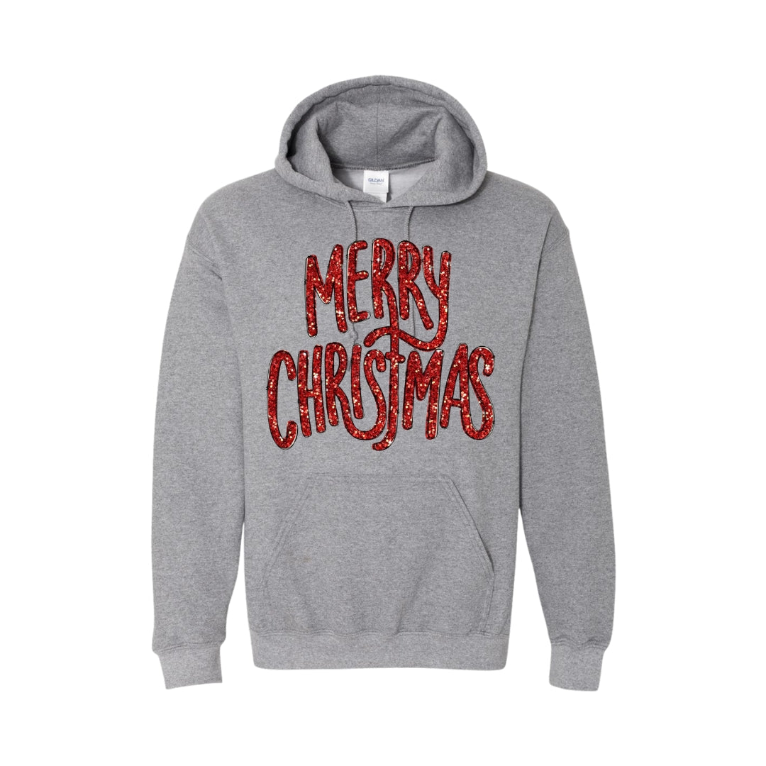 HOLIDAY HOODIE-“Merry Christmas” Glitter Script Design