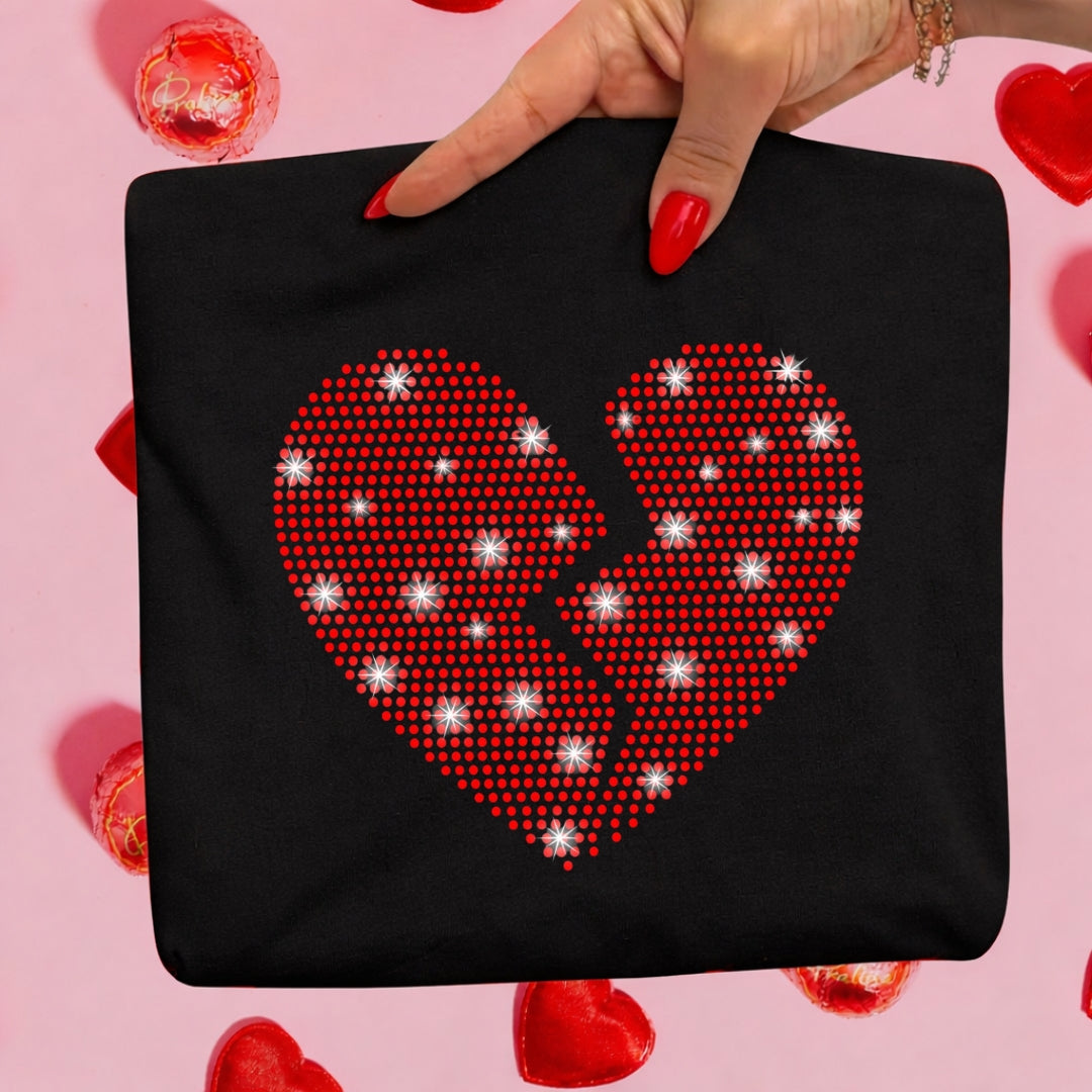 Rhinestone Broken Heart Sweatshirt | Sparkly Valentine Shirt | Glam Breakup Valentine Top