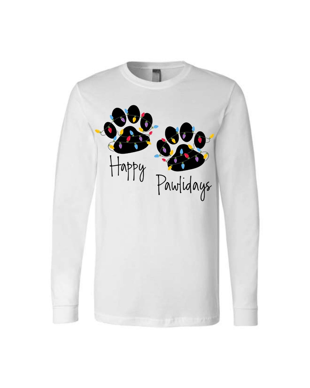 “Happy Pawlidays Festive Paw Print Lights Design”