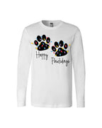 “Happy Pawlidays Festive Paw Print Lights Design”