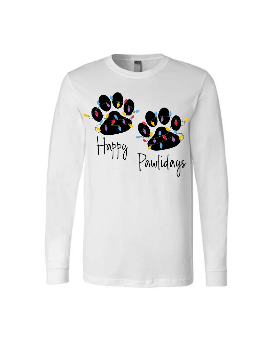 “Happy Pawlidays Festive Paw Print Lights Design”