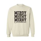 Holiday Crewneck Sweatshirt- Merry Merry Merry Christmas Graphic