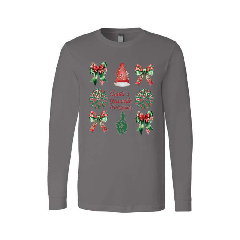 Holiday Long Sleeves- Santa’s Favorite Cheerleader Christmas Apparel – Festive Holiday Outfit for Cheerleaders