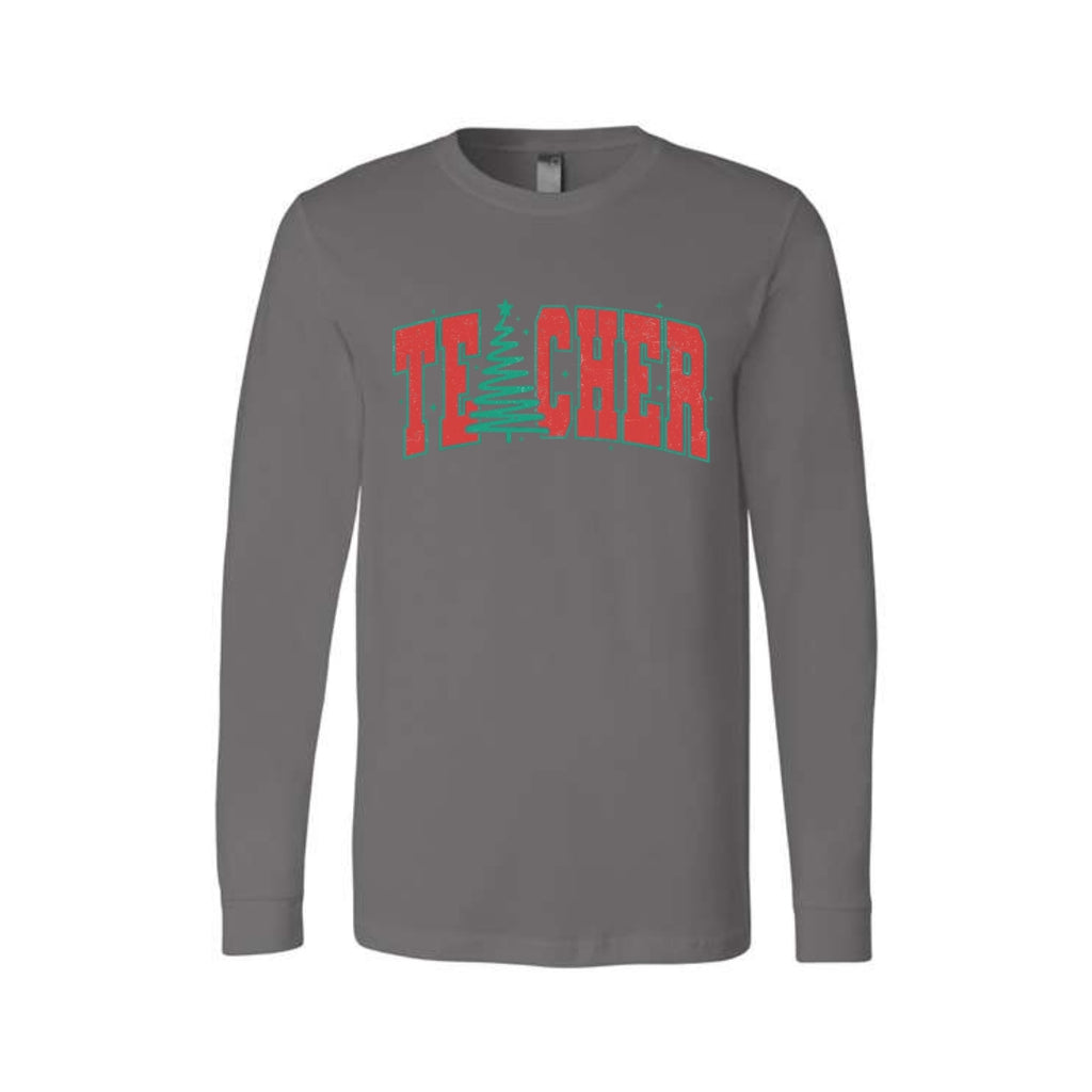 Holiday Long Sleeves- Festive “Teacher” Christmas Apparel – Perfect Holiday Gift for Educators