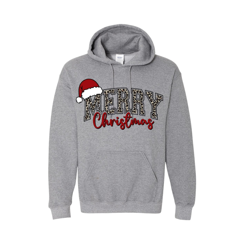 HOLIDAY HOODIE-“Merry Christmas” Leopard Santa Design