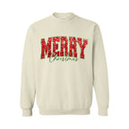 Holiday Crewneck Sweatshirt-“Merry Christmas” Glitter Varsity Design
