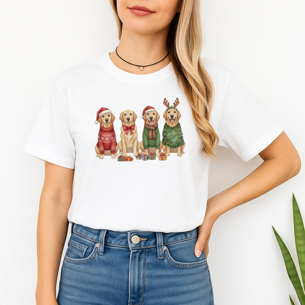 Merry & Furry Tees:Golden Retriever Christmas Dogs Design – Festive Holiday Dog Lover Gift