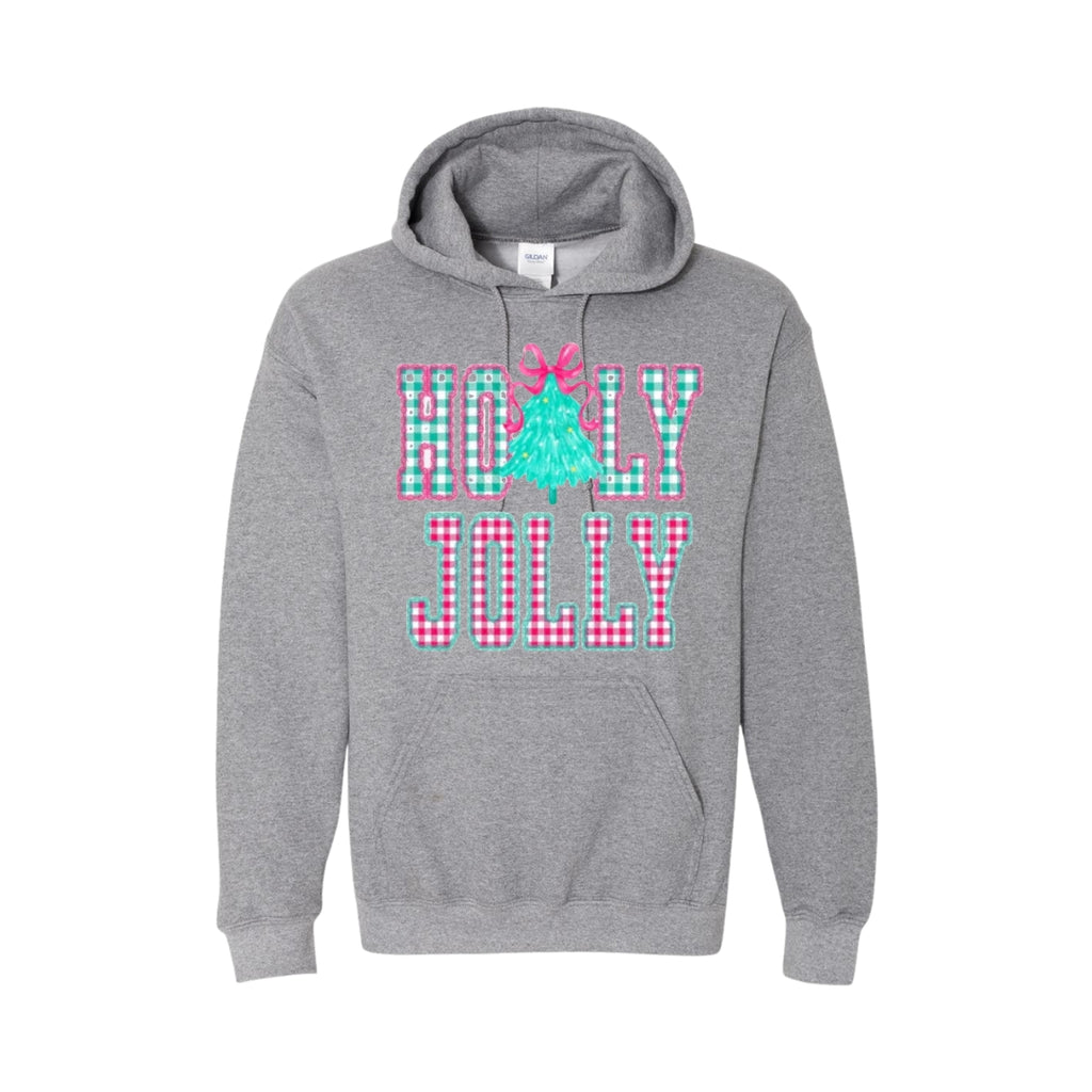 HOLIDAY HOODIE-Holly Jolly Gingham Christmas
