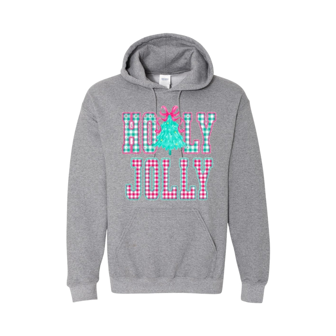 HOLIDAY HOODIE-Holly Jolly Gingham Christmas