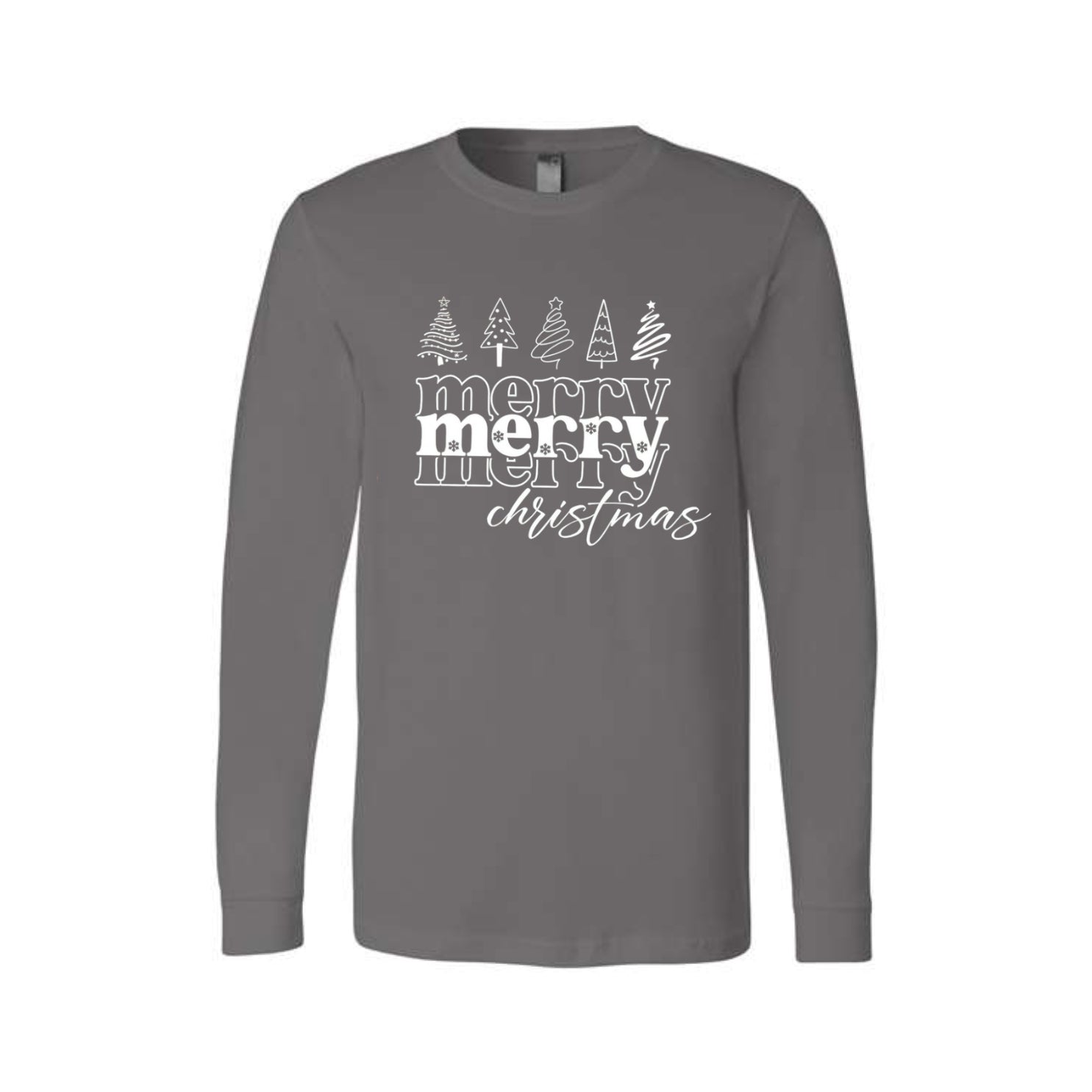 Minimalist Holiday Long Sleeves-Merry Merry Christmas Graphic Tee
