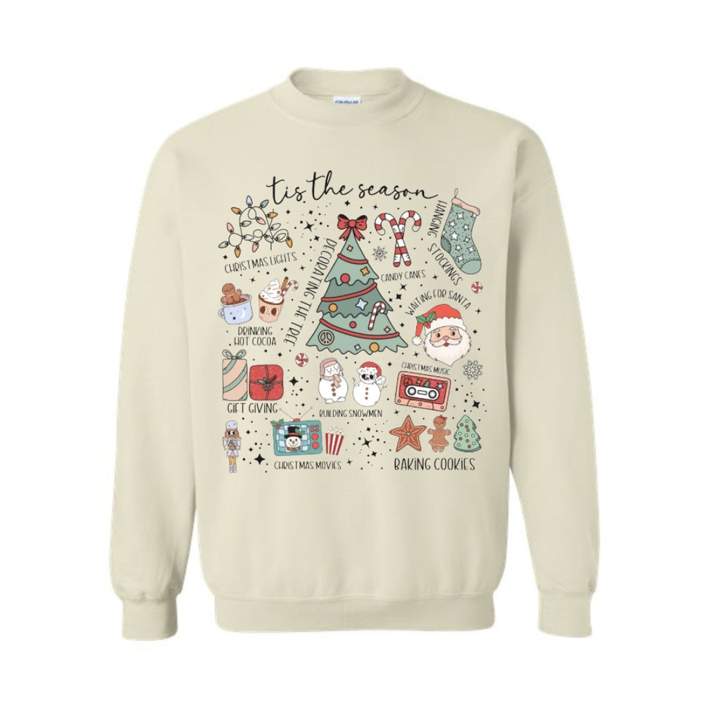 Holiday Crewneck Sweatshirt- Tis the Season’ Christmas Icons