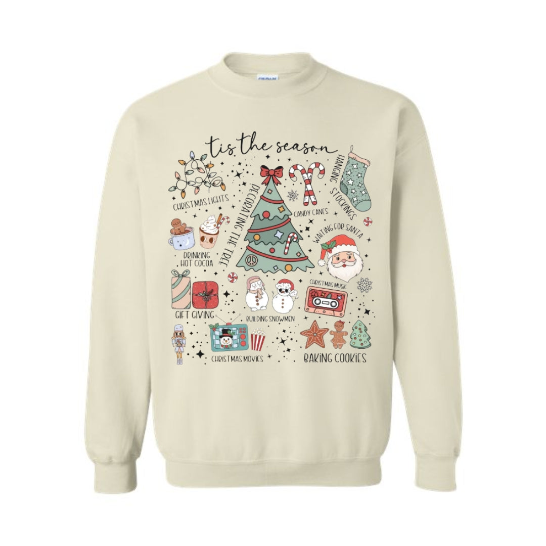 Holiday Crewneck Sweatshirt- Tis the Season’ Christmas Icons
