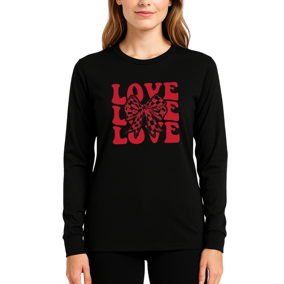 Love Love Love Sweatshirt & Tee – Valentine’s Day Bow Heart Design